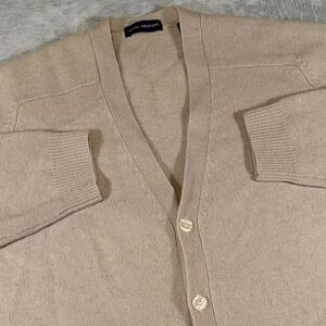 90s Vintage John Ashford Pure Wool Cardigan | Beige | Large